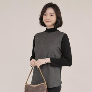 애비뉴투지 엄마옷 히든 로즈 볼륨 속기모 반폴라 티셔츠 A10016