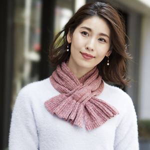 [그린에버] 일본 코지트 미니 니트 머플러 퍼 목도리 로즈핑크