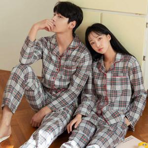 안파 타탄체크 겨울잠옷 커플파자마