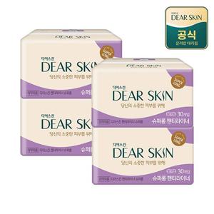 디어스킨 생리대 에어엠보 슈퍼롱 팬티라이너 30P x 4팩+중형4p+[2셋 화장솜 ]