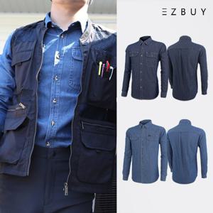 이지바이 테스 남성 순면 작업복 청남방(B22LT009M)