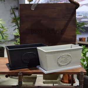 빈티지 플라스틱화분 옆이넓은 직사각 Q30 30x15x15cm