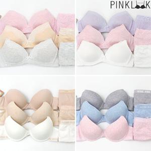 [핑크룩] ABC컵 순면코튼 학생속옷 브라팬티6종세트 + 선물
