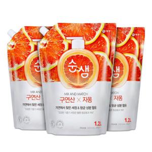 순샘 구연산 자몽 주방세제 리필 1.2L X3개