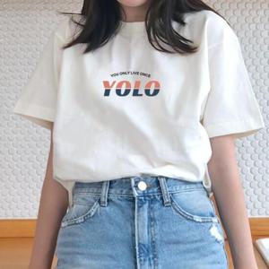 [험블][험블] 감성 레터링 욜로 라운드 여자 반팔티 4color (535