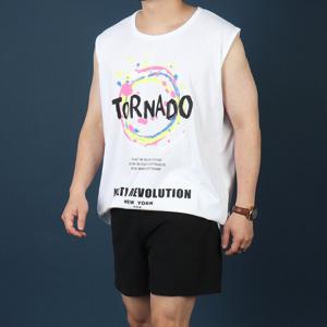 WBH 남자 빅사이즈 TORNADO 가슴 나염 민소매 나시티