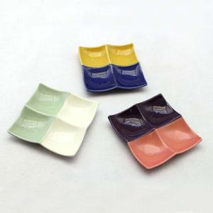 달소금 도자기 투톤 작은 4칸 나눔 반찬접시(3color)