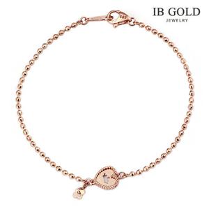 [아이비골드] 14K 하트 크라운 볼체인 팔찌 B39MR-1RB