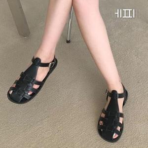 [에피소드블랑] 여성 대학생 플랫 위빙스트랩 샌들 1cm
