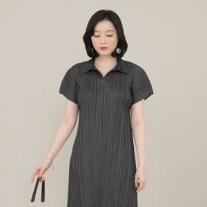애비뉴투지 엄마옷 플리츠 카라 둥근어깨 여름 원피스 O07122