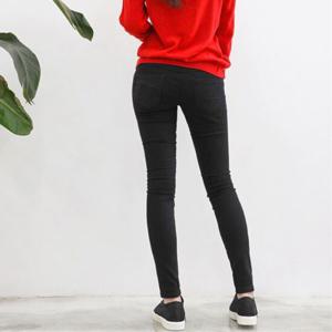 밴드 여성 데일리 패션 의류 슬림핏 밴딩 스판 면바지 블랙