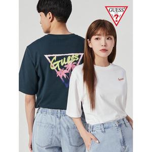 [게스]유니 등판 트로피칼 그라삼각 세미오버핏 반팔티 NO2KE439
