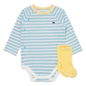 블루독베이비 10 25SS(BL) 머랭뱀부세트바디슈트 (45170040100)