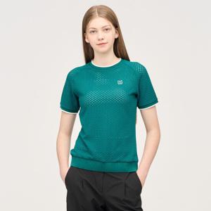 [링스] [25SS] 여성 니트조직 라운드 반소매 티셔츠 L21E2TR254_GN