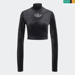 [아디다스][현대백화점][WOMEN] 라인스톤 트레포일 벨벳 긴팔 크롭탑 BLING CROP IW5674 인기티셔츠