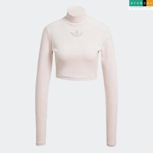 [아디다스][현대백화점][WOMEN] 라인스톤 트레포일 벨벳 긴팔 크롭탑 BLING CROP IX9591 인기티셔츠