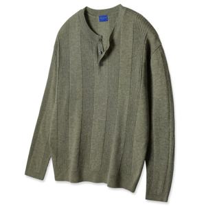 [DELUXE] 앨빈클로 린넨 멀티 헨리 라운드 긴팔 니트 DLX1524 (3 COLOR)