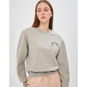 질스튜어트 뉴욕 여성 24FW 그레이 리본 자수 폴리혼방 긴팔 맨투맨 JSTS4D130G2