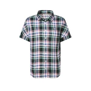 헤지스 여성 25SS 린넨 반소매체크 다크그린 HSSH5B409E3