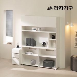 라자가구 리암 화이트 스터디 책상 책장 1400 세트