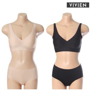 [비비안(언더웨어)]가벼운 무봉제 심리스 노와이어 브라 팬티세트 BR1776B BP1776B