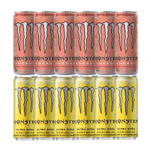 한번에먹자쇼핑몰 몬스터 에너지 355ml 2종 세트 / 울트라 피치 킨 6개 + 울트라 시트라 6개 / 총 12개