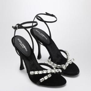 DOLCE&GABBANA 돌이 박힌 검은색 새틴 샌들 CR1821A6I68/Q_DOLCE-8S488