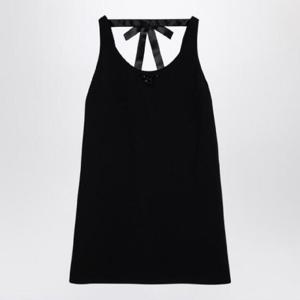 PRADA 리본이 달린 검은색 벨벳 미니 드레스 P3O02ROOO152D/XH_PRADA-F0002