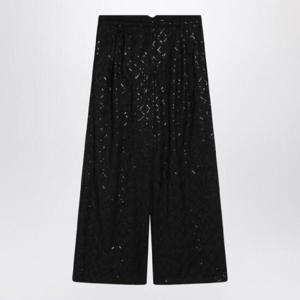 ROTATE BIRGER CHRISTENSEN 스팽글이 달린 넓은 검은색 바지 113326100PL/Q_ROTAT-100