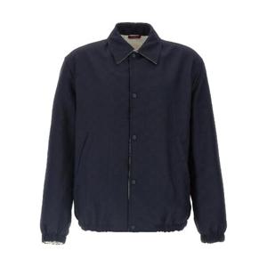 GUCCI Blue Classic Collar Jacket in GG Supreme Canvas Man 787211ZARA34330