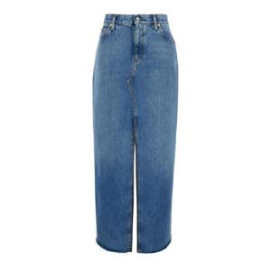 GUCCI Light Blue Denim Midi Skirt with Horsebit in Cotton Woman 776517XDCQ04447
