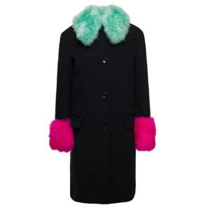 GUCCI Black Single Breasted Coat with Detachable Shearling Collar and Cuff in Wool and Cashmere Woman 770147Z8BLJ1043
