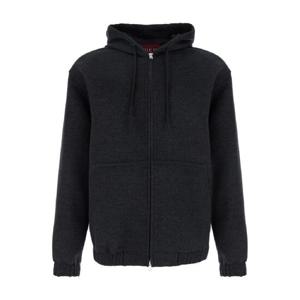 GUCCI 앞면에 로고 자수가 있는 울 맨 그레이 후드 재킷 813985ZAR461102