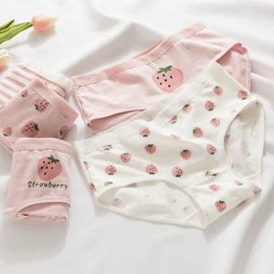 sixavenue 뽀짝 딸기 체크 여성용 면 삼각 팬티 5종 SET