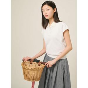 [빈폴레이디스] 피케 캡 슬리브 T칼라 티셔츠  화이트 (BF5342C731)