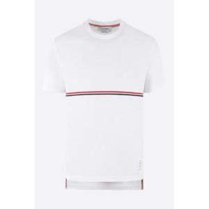 THOM BROWNE tricolor embroidered cotton oversized t shirt MJS221AJ0058100