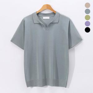 [후앙스] 오픈카라 여름 니트 반팔티셔츠 EYCT1094