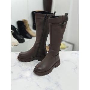 한슈 세이브존09 기모안감 통굽 실버 장식 롱부츠 4cm HS18s776nt