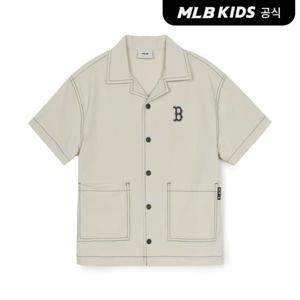[MLB키즈 공식] 25SS 베이직 아웃도어 스티치 우븐 셔츠 BOS (Mg.Cream) 7AWSB0253-43CRM