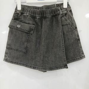 [에꼴리에][모다부평]4부 스톤 워싱 데님 랩바지/25B5251BK