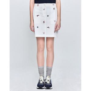 헤지스 여성 25SS HRC 자수 치노 스커트 화이트 HSSK5B307WT