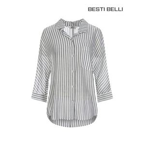 [베스띠벨리]런던스트라이프 7부 린넨 셔츠 카키프린트 BGBAE2437