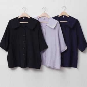 [아이우먼]빅사이즈레이스블라우스 U287L504 세일러실키하프블라우스 SM