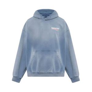 발렌시아가 후드 티셔츠 767877 TRVB19798 FADED BLUE WHITE RED