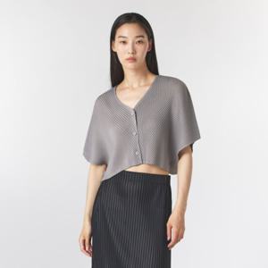 [플리츠미(여성)]사선 와플 가오리 숏 가디건_PPCDM024013
