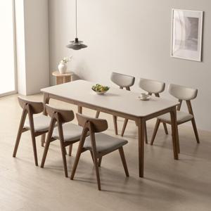 (착불) 레브 포세린 세라믹 원목 6인 식탁세트 1800 의자형 IKDMB2