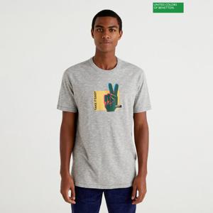 베네통 Retro vibe slub print t-shirt 3S_3F93U103T