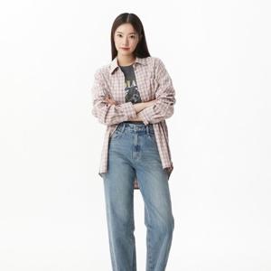 플라스틱아일랜드  (PR2WB369) 오버핏 체크 셔츠