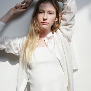 [나인][나인](BL-4315)MONA BACK POINT SHEER SHIRT