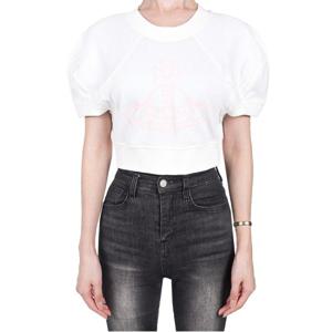 비비안웨스트우드 여성 풋볼 크롭 반팔티 아이보리 1G01000D J001M A407